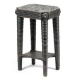 A Regency ebonised occasional table, the rectangular Bradley Woods 'featherstone' marble inset top