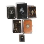 λ Six Victorian cases, in lacquer, tortoiseshell and leather, comprising: an aide memoire