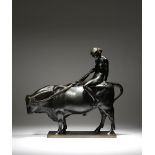 Hermann Haase-Ilsenberg (German 1862-1934). An Art Deco bronze group of Europa and the bull,