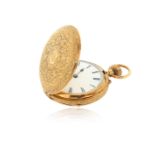 A lady's 18ct gold pocket watch by Muir & Son, the case with foliate engraved decorated and a