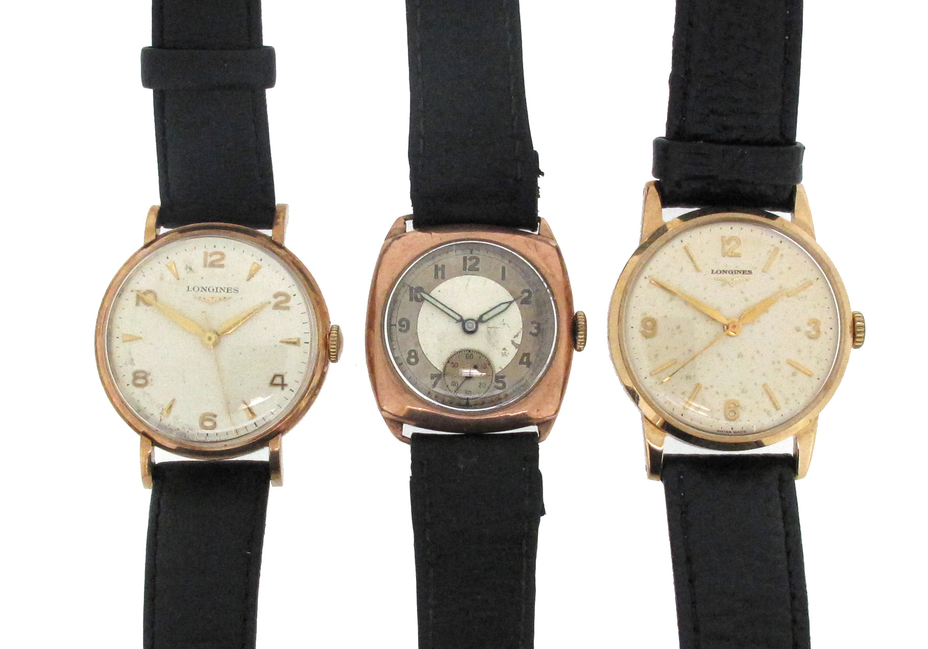 Three gold wristwatches by Longines, including a 9ct gold wristwatch, the tonneau-shaped case with - Image 2 of 2