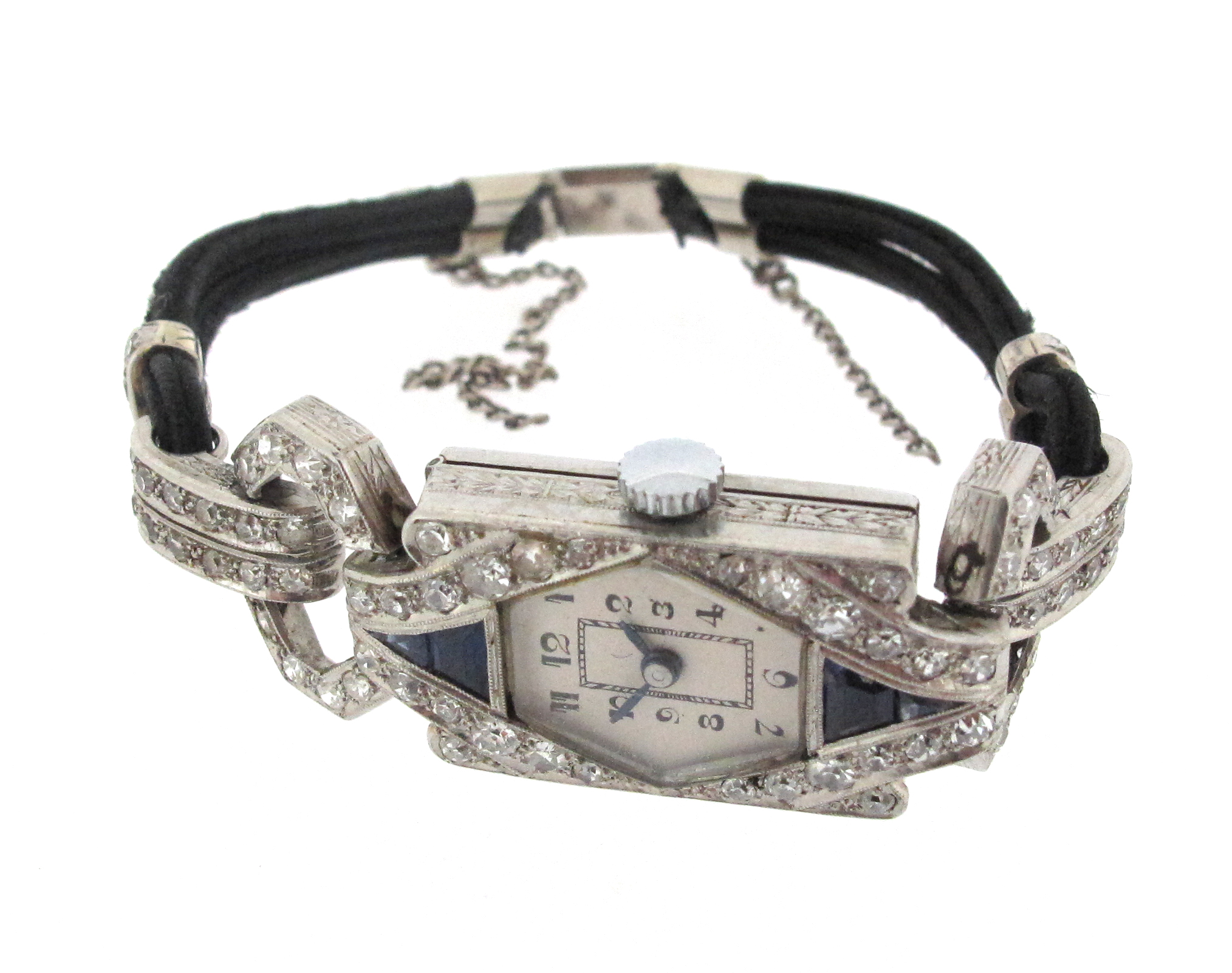 A lady's Art Deco cocktail wristwatch, the hexagonal dial with black Arabic numerals with diamond - Image 2 of 8