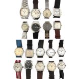 A collection of eighteen steel wristwatches by Longines, quartz, automatic and manual movements,