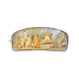 A 19th century carved shell cameo brooch, depicting Apollo driving the sun chariot, engraved in