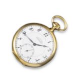 An 18ct gold open faced pocket watch, the white dial signed Paul Ditisheim, with black Arabic