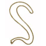 A Regency gold longuard chain, the small circular links decorated with pellets and scrolls, the