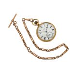 A gold open faced pocket watch by T. Ganter, London, signed white dial with Roman numerals and