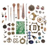 Various items of jewellery etc, including a cased set of three gold dress studs mounted with