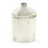 An Edwardian silver tea caddy, by A and J Zimmerman, Birmingham 1908. upright rectangular form,