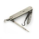 A late-Victorian silver combination pencil, penknife and button hook, by Brookes and Crook,