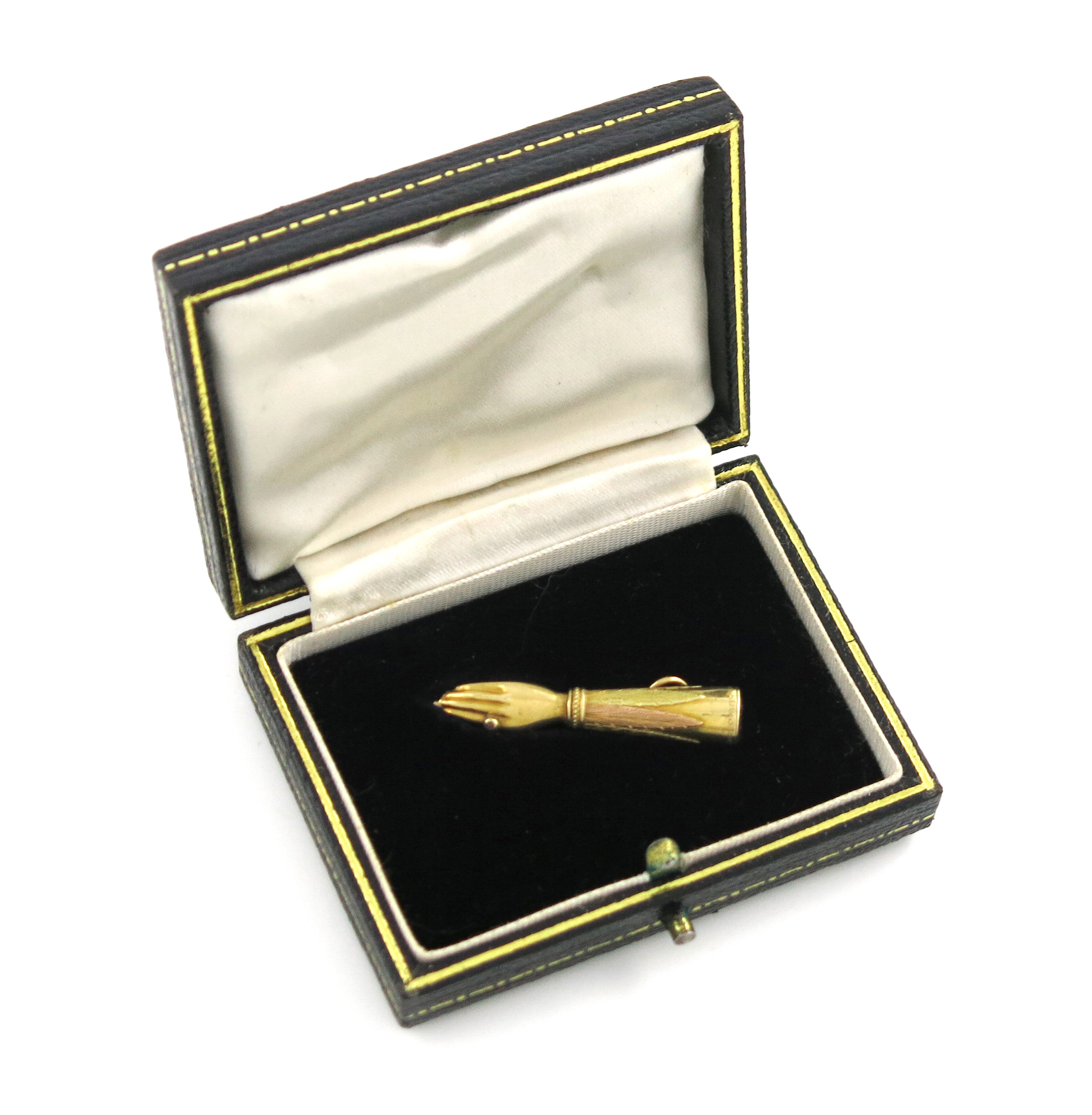 A Victorian novelty gold pencil, by S. Mordan, marked 'S. Mordan Aug 3, 1842, No. 1390', modelled as
