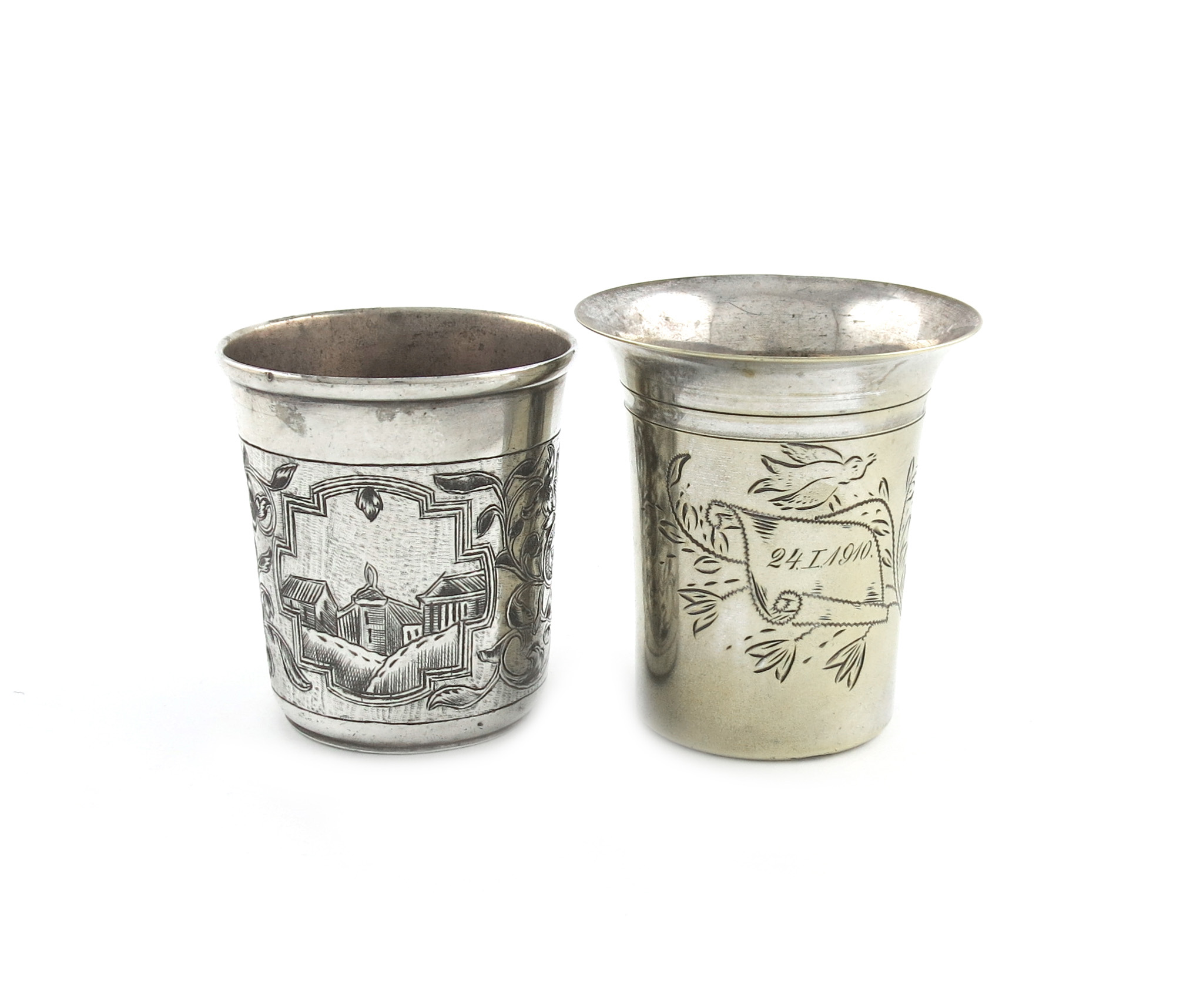 A 19th century silver and niello work beaker, assay master Andrey Kovalskiy, Moscow 1855, tapering