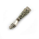 A Victorian novelty silver toothpick, by S. Mordan, marked 'S. Mordan Aug 3, 1842, No. 1390',