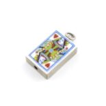 A Victorian novelty silver and enamel pencil, by S. Mordan and Co., modelled as a playing card,
