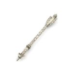 A Victorian novelty silver pencil, marked with a registration lozenge, modelled as an arrow,
