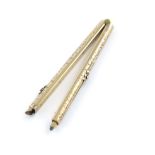 A Victorian novelty gold pen and pencil, unmarked circa 1850, modelled as a pair of dividers,