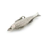 A Victorian novelty silver pencil, by S. Mordan and Co, modelled as a salmon, textured scale