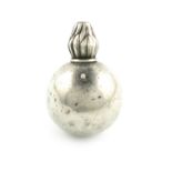 A Victorian novelty silver pencil, by Portner and Houle, 5th April 1880, modelled as a grenade,