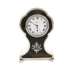 λA silver and tortoiseshell mantle clock, over-stamped with maker's mark of Mappin and Webb,