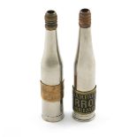 Two French metal novelty pencils, modelled as champagne bottles, one with a label 'Heidsieck