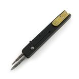 A Victorian brass mounted ebony pencil, penknife and quill cutter, by John Sellers, rectangular