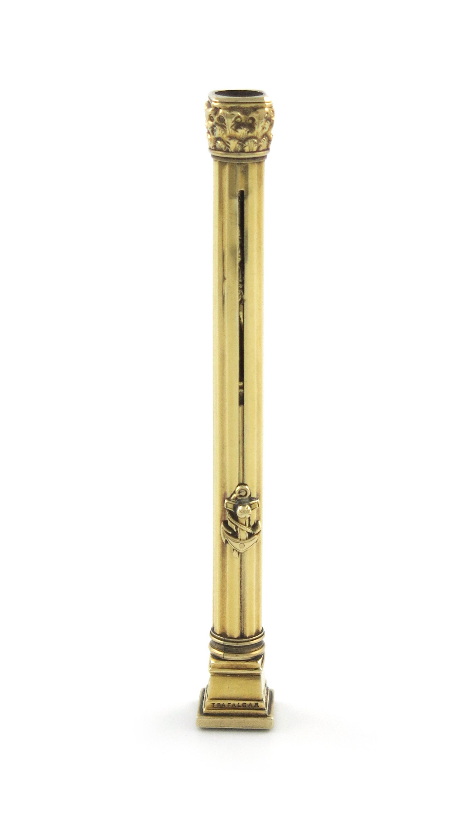 A rare early Victorian gold Everpoint pencil, incuse stamped T.F, above a registration lozenge,