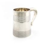 A George III silver mug, by John Schofield, London 1791, tapering circular form, scroll handle, with