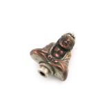 A Victorian novelty copper and mixed metal figural pencil, unmarked, modelled as a Buddha, with a