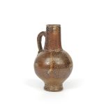 A John Dwight (Fulham) brown stoneware flagon c.1675-85, the globular body rising to a tall neck