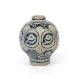 An unusual Westerwald stoneware jar or albarello mid 18th century, the bulbous octagonal body