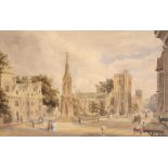 George Pyne (1800-1884)A view of Martyr's Cross, St Giles Oxford, looking South to Magdalen Street