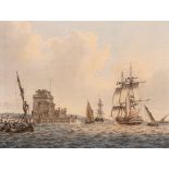 John Cleveley the Younger (1747-1786)Shipping in the Tagus off Belém Tower, PortugalPen, ink and
