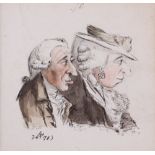 John Nixon (c.1750-1818)Caricature portrait of a lady and gentleman in profileSigned with initials