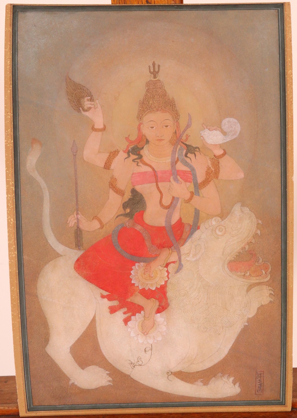 Indian School 19/20th Century An Indian Goddess blessing a unionGouache, unframed28.5 x 23.5cm; 11 x - Image 9 of 12