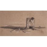 Edward Lear (1812-1888)Desert landscape with ruinSigned and dated 1846Pencil heightened with white