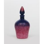 A Moncrieff's Monart Ware glass perfume bottle and stopper, shape VB, opaque glass decorated with