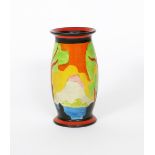 'Applique Etna' a rare Clarice Cliff Bizarre 265 vase, painted in colours with two mountain