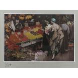 Fred Taylor (1875-1963) Market Scene photographic reproduction on paper, framed signed in the