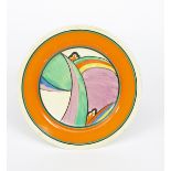 'Comets' a Fantasque Bizarre Clarice Cliff plate, painted in colours inside black, green and