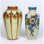 A Boch Freres pottery vase designed by Charles Catteau, model D.1174, shouldered form, decorated