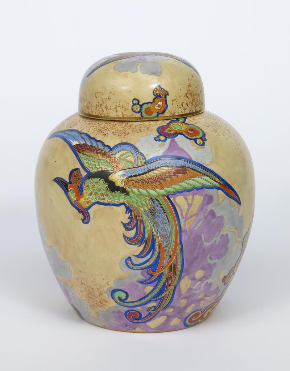 'Chinese Bird and Cloud' a large Carlton Ware ginger jar and cover designed by Violet Elmer, pattern