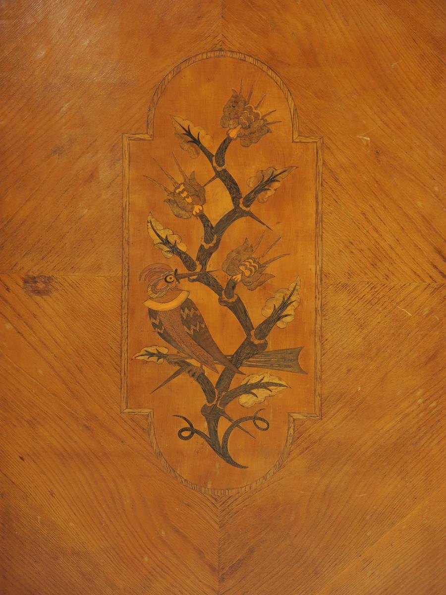 A large Austrian marquetry cabinet, two central doors inlaid with marquetry panels of a stylised - Image 4 of 4