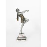 Emile Carlier (1849-1927) a patinated spelter model of a dancer, modelled standing on one leg,