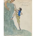 ‡ Dorte Clara Dodo Burgner (1907-1998) The Mountaineers watercolour on paper, with pencil drawing to