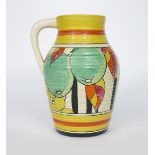 'Apples' a Clarice Cliff Fantasque Bizarre single-handled Lotus jug, painted in colours between