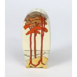 'Coral Firs' a Bizarre Bon Jour sugar sifter, painted in colours printed factory mark, 13cm. high