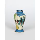 'May Avenue' a rare Clarice Cliff Bizarre Mei Ping vase, painted in colours between blue and black