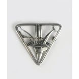 A Georg Jensen silver brooch designed by Arno Malinowski, model no.257, triangular, pierced and cast