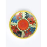 'Umbrellas' a Clarice Cliff Fantasque Bizarre Hiawatha bowl, painted in colours inside a yellow