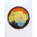 'Applique Etna' a Clarice Cliff Bizarre plate, painted in colours inside black, red and black